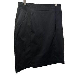 Worthington Blk Straight Pencil Skirt 14 Knee L Stretch Zip Darted Design Career